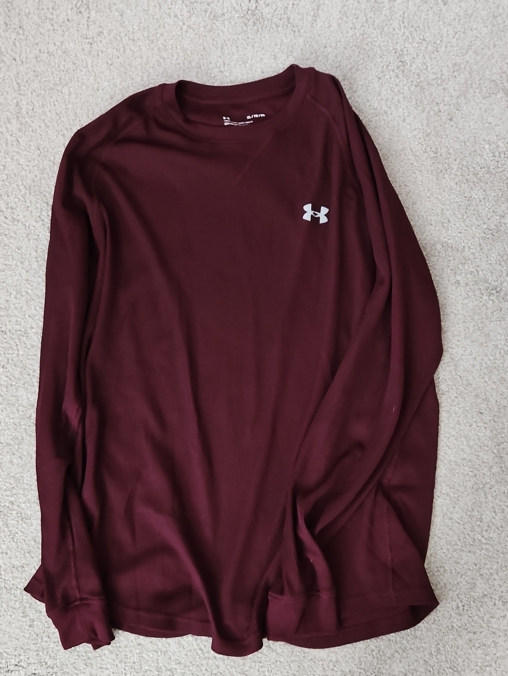 Under Armour Men's Long-Sleeve Crewneck - Burgundy with White Logo